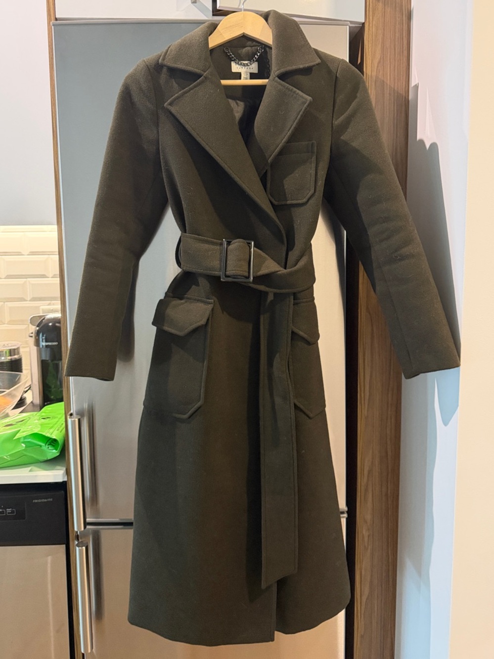 TOPSHOP Olive Green Belted Trench Coat
